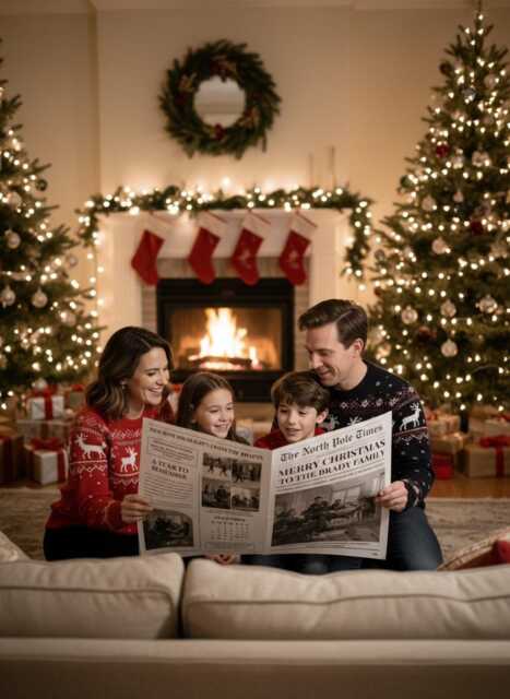Christmas Newspaper, Printed & Shipped For Special Events, Year in Review Newsletter, Holiday Photo Card, Customizable Design - image 1