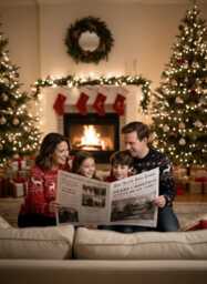 Christmas Newspaper, Printed & Shipped For Special Events, Year in Review Newsletter, Holiday Photo Card, Customizable Design - thumbnail 1