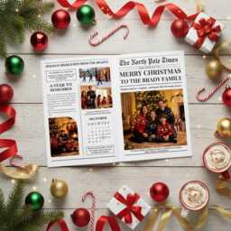Christmas Newspaper, Printed & Shipped For Special Events, Year in Review Newsletter, Holiday Photo Card, Customizable Design - thumbnail 2