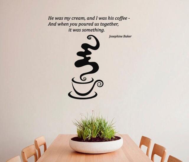 Wall Decals Quote He Was My Cream & I His Coffee... Cup Of Coffee Home Vinyl Decal Sticker Kids Nursery Baby Room Decor M647 - image 1
