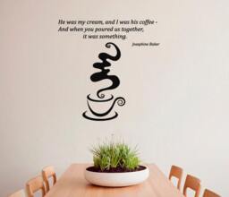 Wall Decals Quote He Was My Cream & I His Coffee... Cup Of Coffee Home Vinyl Decal Sticker Kids Nursery Baby Room Decor M647 - thumbnail 1