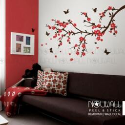 Cherry Blossom Branch Flower Tree Bedroom Butterflies Wall Decals Sticker Decor - thumbnail 3