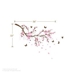 Cherry Blossom Branch Flower Tree Bedroom Butterflies Wall Decals Sticker Decor - thumbnail 2