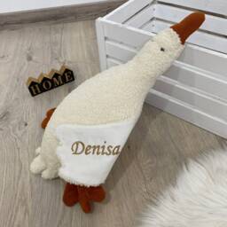 Personalized Goose Pillow Faux Fur Nursery Decor - thumbnail 2