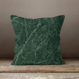 Dark Green Cushion Cover-Marble Effect Pillow Case-Modern Flower Cushion-Garden Throw Cover-Gift For Her Cushion-Handmade Material - thumbnail 4