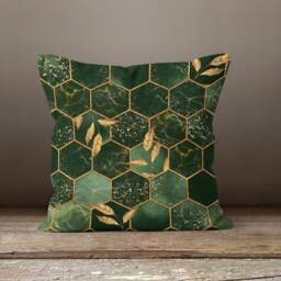 Dark Green Cushion Cover-Marble Effect Pillow Case-Modern Flower Cushion-Garden Throw Cover-Gift For Her Cushion-Handmade Material - thumbnail 2