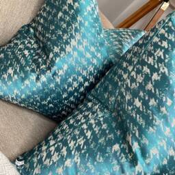 Modern Houndstooth Decorative Designer Pillow Teal Cushion Cover Double Sided Geometric High Quality Handmade - thumbnail 2