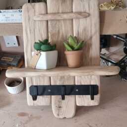 Rustic Wooden Keyholder 3 Hooks . Solid Oak Handmade Accesories Not Inc - thumbnail 2
