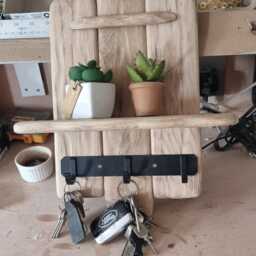 Rustic Wooden Keyholder 3 Hooks . Solid Oak Handmade Accesories Not Inc - thumbnail 3