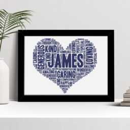 Personalised Heart Word Art Print, Name Gift, Custom Wall Framed Picture, Present For Women, Girls Nl - thumbnail 2