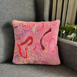 Punch Needle Pillow Cover Colorful Embroidered Rug Cushion, 40x40 cm - thumbnail 1