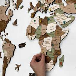 Wooden World Map Wall Art Push Pin Travel Housewarming Gift Decor Anniversary For Husband Birthday Home Decor - thumbnail 2