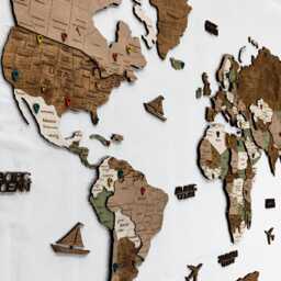 Wooden World Map Wall Art Push Pin Travel Housewarming Gift Decor Anniversary For Husband Birthday Home Decor - thumbnail 3