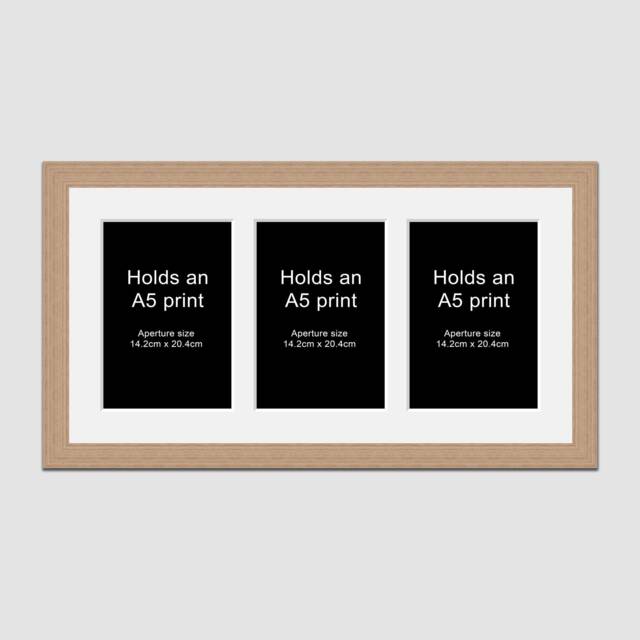 A5 Picture Frame To Hold 3 Photos in An Oak Veneer Wooden - image 1