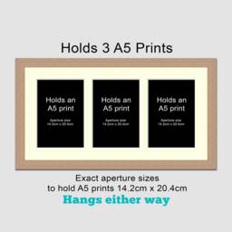 A5 Picture Frame To Hold 3 Photos in An Oak Veneer Wooden - thumbnail 3