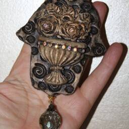 "Handmade Stone Hamsa Wall Hanging Middle Eastern Home Decor - 4"" X 3.5" - thumbnail 2