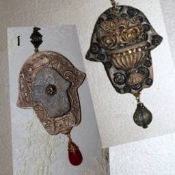 "Handmade Stone Hamsa Wall Hanging Middle Eastern Home Decor - 4"" X 3.5" - thumbnail 4
