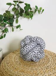 Black On White Dots Decorative Knot Cushion - Scandinavian Pillow With Dot Print, Cute Accent - thumbnail 1