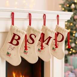 Personalised Family Christmas Stockings - Name Stocking Decorations First Xmas Eve Box Santa Presents - thumbnail 1