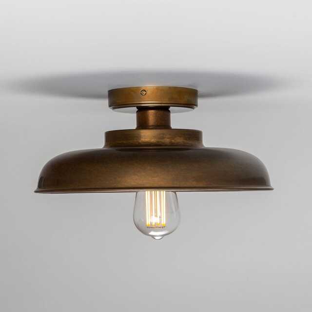 Solid Brass Industrial Ceiling Light, Vintage Factory Style - image 1