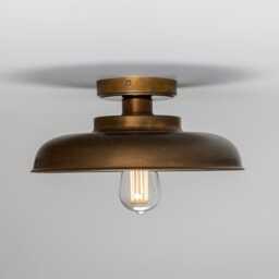 Solid Brass Industrial Ceiling Light, Vintage Factory Style - thumbnail 1