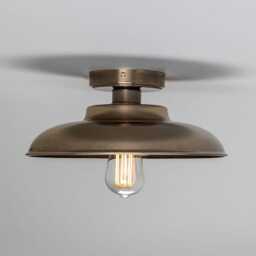 Solid Brass Industrial Ceiling Light, Vintage Factory Style - thumbnail 2