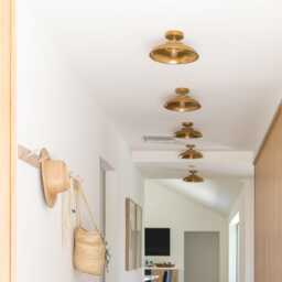 Solid Brass Industrial Ceiling Light, Vintage Factory Style - thumbnail 4
