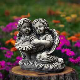 Concrete Angel Statue With Sunflower Cherub Garden Sculpture Outdoor Memorial Decor Angel Figures Stone Yard Ornament Angels Lover Gift