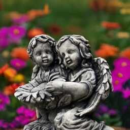 Concrete Angel Statue With Sunflower Cherub Garden Sculpture Outdoor Memorial Decor Angel Figures Stone Yard Ornament Angels Lover Gift - thumbnail 2