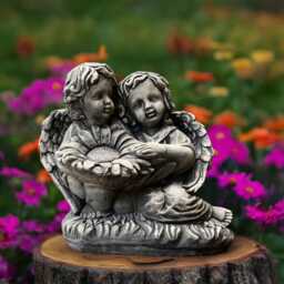 Concrete Angel Statue With Sunflower Cherub Garden Sculpture Outdoor Memorial Decor Angel Figures Stone Yard Ornament Angels Lover Gift - thumbnail 3