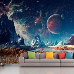 Sci-Fi Removable Wallpaper Fantastic Planet Landscape Self-Adhesive Large Wallpaper Photo Wall Art Planets in Space Decor - thumbnail 2