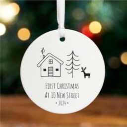 Custom 1st Home Christmas Bauble - Personalised Porcelain Ornament, New Keepsake & Festive Decoration - thumbnail 1