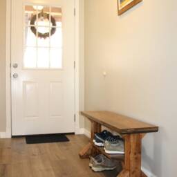 Shoe Bench in Solid Wood With 2 Places For Shoes & Handmade Usa, Entry Mud Room Bench, Farmhouse Entryway - thumbnail 2