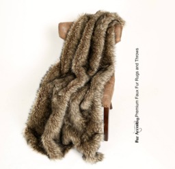 Luxury Faux Fur Throw Blanket - Medium Brown Wolf, Usa Made