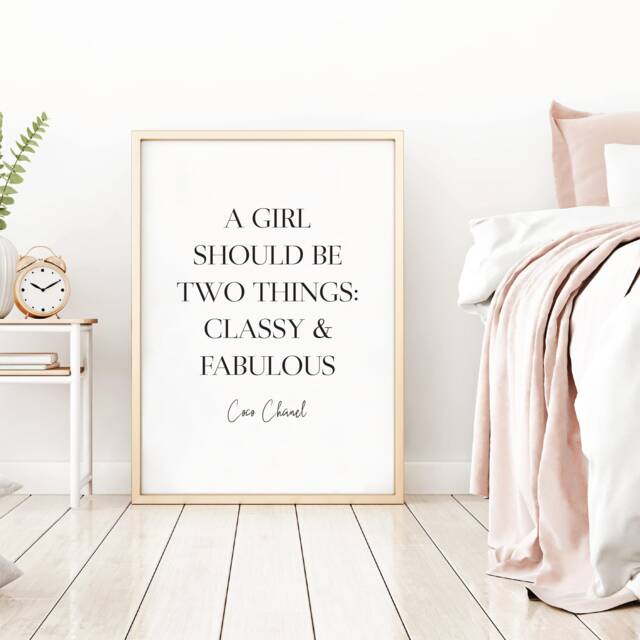 A Girl Should Be Classy & Fabulous Print, Wall Art, Living Room, Home Prints, House Warming Gift, Rose Gold, Fashion Bedroom Print - image 1