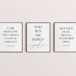 A Girl Should Be Classy & Fabulous Print, Wall Art, Living Room, Home Prints, House Warming Gift, Rose Gold, Fashion Bedroom Print - thumbnail 3