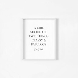 A Girl Should Be Classy & Fabulous Print, Wall Art, Living Room, Home Prints, House Warming Gift, Rose Gold, Fashion Bedroom Print - thumbnail 2