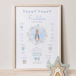 Peter Rabbit Baby Boy Girl Birth Details Print - New Gift Personalised Keepsake Stats Christening Nursery - thumbnail 3