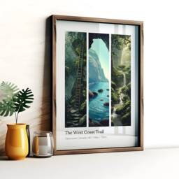 West Coast Trail Hiking Poster Vancouver Canada Travel Art - thumbnail 2