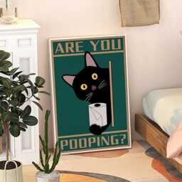 Are You Pooping Funny Bathroom Art Canvas Poster, Cartoon Wall Art, Aesthetic Decor, Retro Home Printed Gift - thumbnail 3