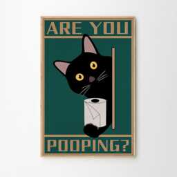 Are You Pooping Funny Bathroom Art Canvas Poster, Cartoon Wall Art, Aesthetic Decor, Retro Home Printed Gift - thumbnail 2