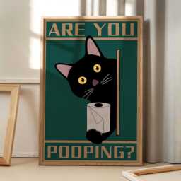 Are You Pooping Funny Bathroom Art Canvas Poster, Cartoon Wall Art, Aesthetic Decor, Retro Home Printed Gift - thumbnail 1