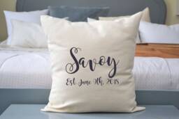 Personalized Alternative Guest Book Pillow, Wedding Accessory, Cotton Anniv., Shower Gift, Mr. & Mrs. Gift For Bride, Groom - thumbnail 1