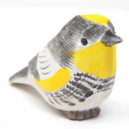 Yellow-Rumped Warbler Wooden Figurine - Hand Carved Bird Collectible Decor - thumbnail 2