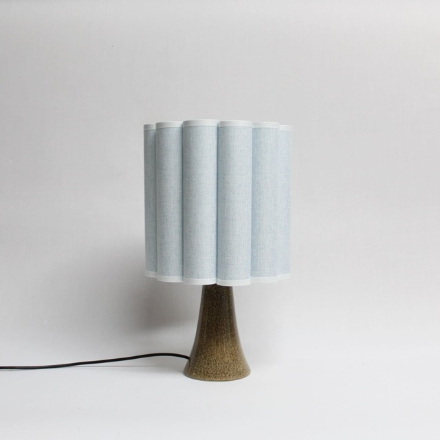 Alice Blue Fabric Drum Table Lamp Ceramic Base - image 1