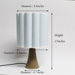 Alice Blue Fabric Drum Table Lamp Ceramic Base - thumbnail 2