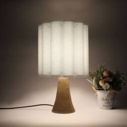 Alice Blue Fabric Drum Table Lamp Ceramic Base - thumbnail 4