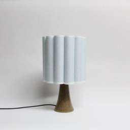 Alice Blue Fabric Drum Table Lamp Ceramic Base - thumbnail 1