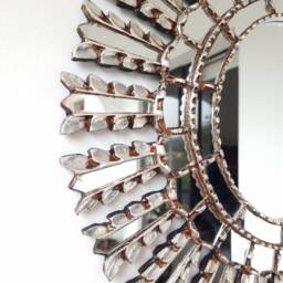 Peruvian Leaf Wall Mirror 60 cm Handmade Decor - Carved Wood Round Nature Inspired For Living Room Bedroom Bathroom Entryway - thumbnail 3