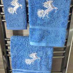 Personalized Embroidered Unicorn Towels Metallic Glitter Cotton Bath Set - thumbnail 2